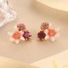Mini kolczyki kwiatowe proste nowe kolczyki kolor emaliowany kropla oleju diament trójwymiarowe słodki temperament kolczyki