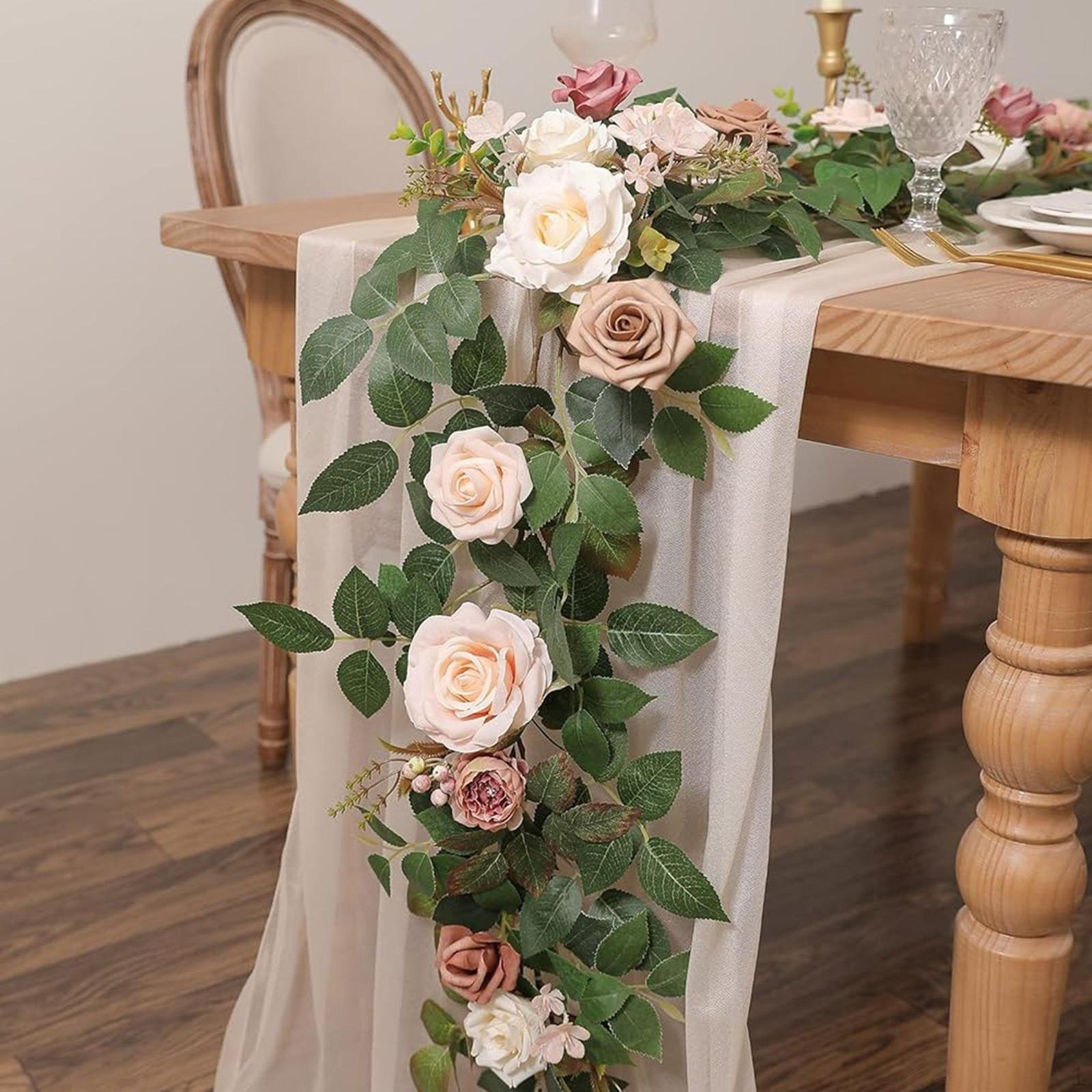 

Artificial Rose Flower Vine 5.9ft Garland Floral for Ceremony,Arch Door Rose Red