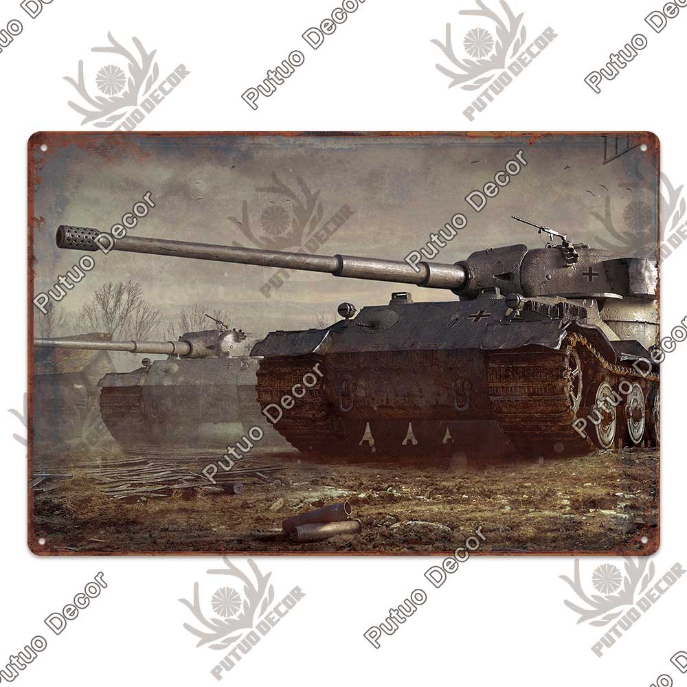Putuo Decor Panzer Blechschild Metallschild Dekorative Vintage-Dekor Plakette Wanddeko Garage Man Cave Clubraum Zuhause