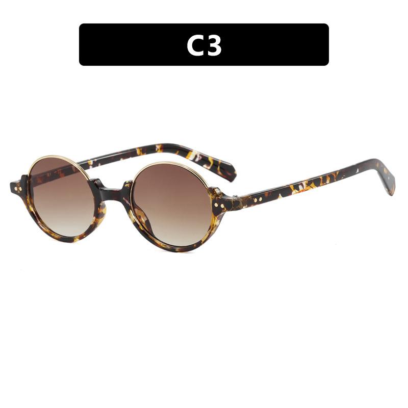Half-frame round rice nail sunglasses, new trendy sunshades, sunglasses, UV-proof sunglasses