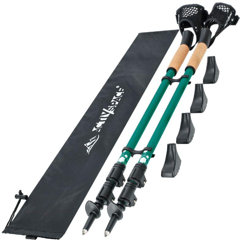 Nordic Walking Poles, Foldable, Adjustable, Telescopic - Green K09