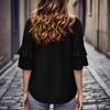 3/4 Length Sleeve Womens Tops Dressy Casual Blouses Bell Ruffle Sleeve Loose Fit Tunic Tops V Neck T Shirts