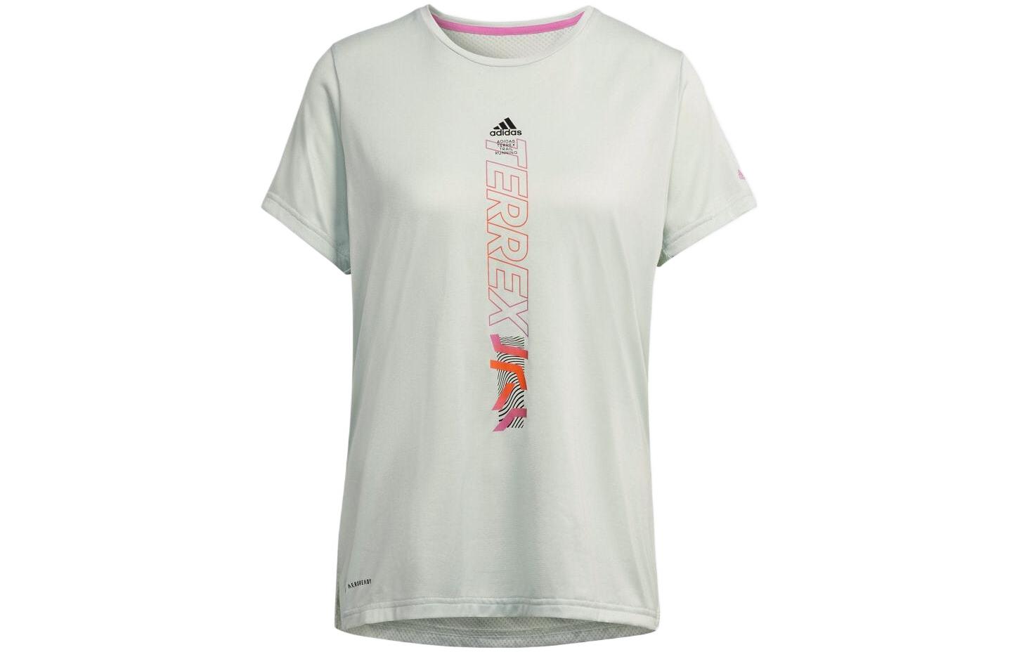 Adidas T Shirts Women s Linen Green Crew Neck Moderate Straight Fit HF9288 J/M