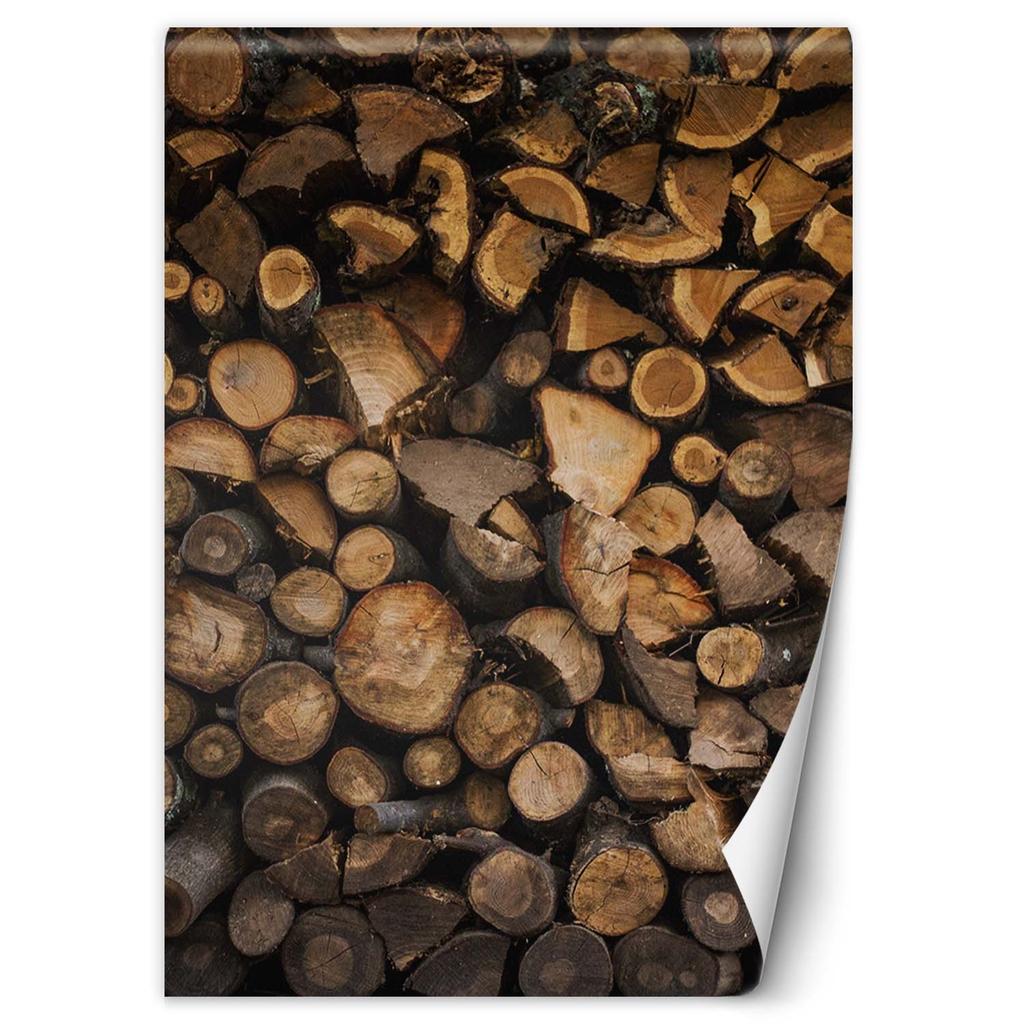 Wallpaper Fireplace Wood Wood Optics