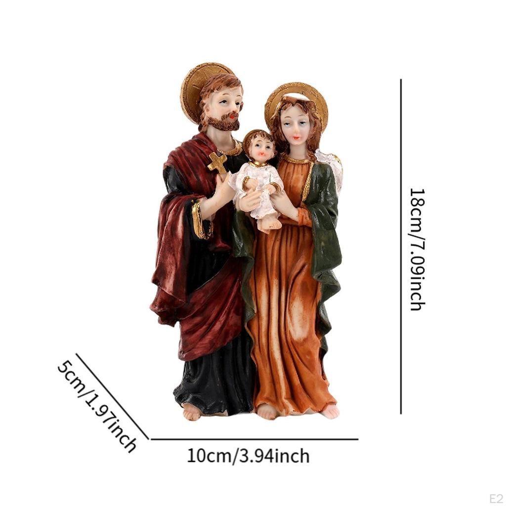 Catholic Holy Family Statue Jesus Religious Figurine Display Home Resin Figure Sculpture for