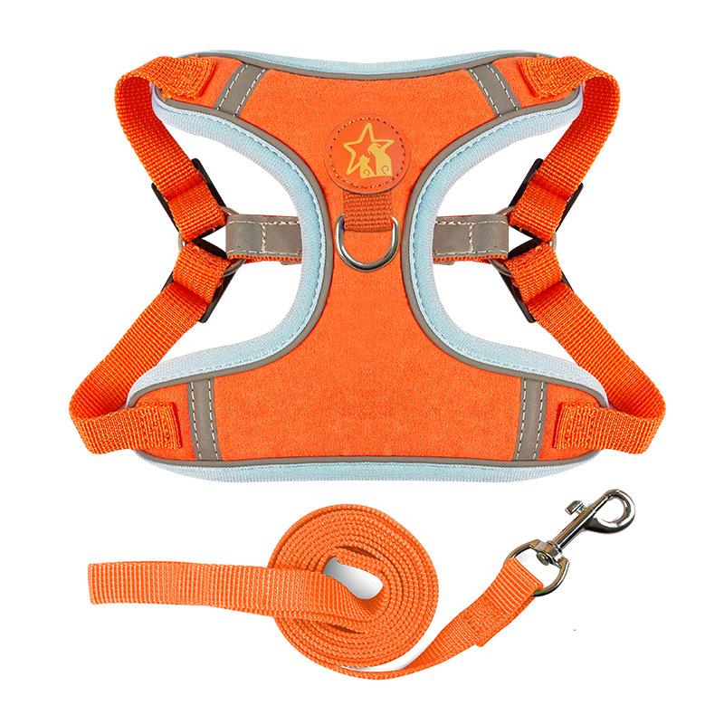 Reflective Breathable Suede Dog Harness and Leash Set for Small Dogs