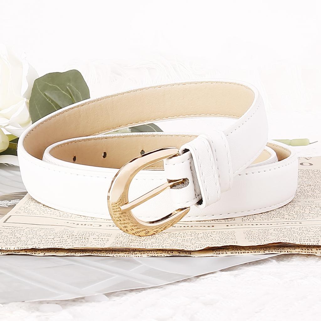 Trend Alloy Pin Buckle Casual Five-Element Imitation Leather Pu Simple Women'S Retro Thin Belt
