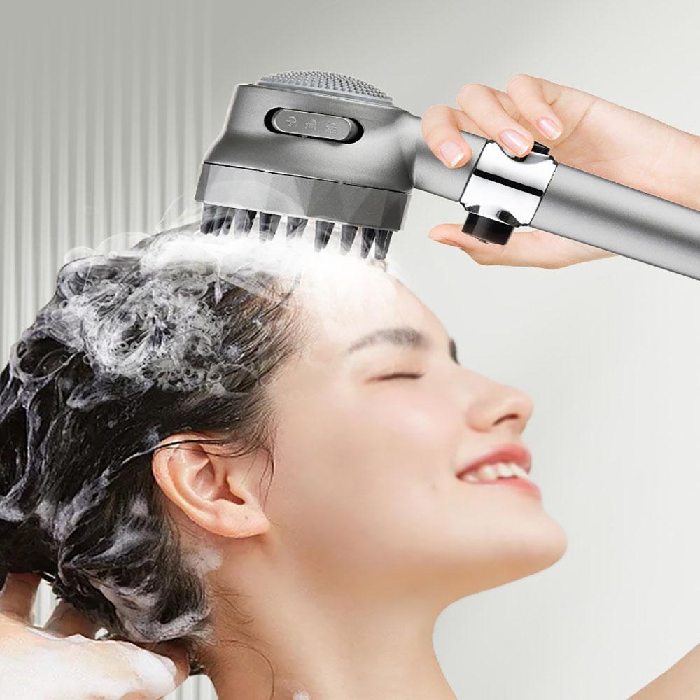 Multi-Functional One-Button Adjustment High Pressure Massage Shower Head 1.5m Hose Hole Free Bracket
