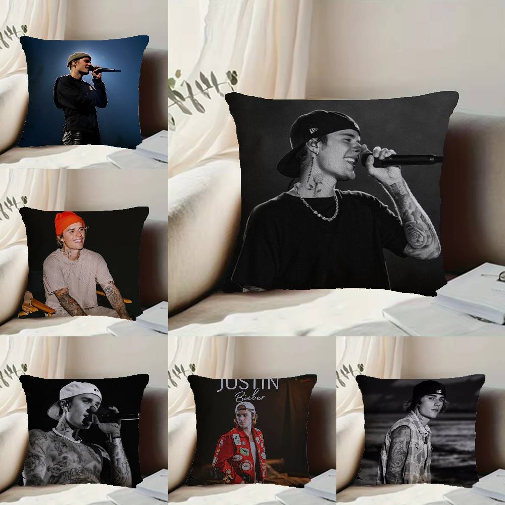 Vendita Calda J-Justin B-Bieber Federa Federa Anti-acaro Cerniera Invisibile Peluche Corto Setoso Copricuscino per Divano