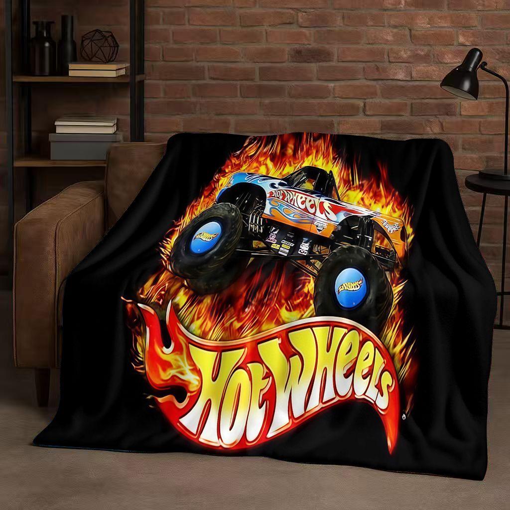 Retro Horké W-Wheels Kreslený Závodní Auto Flanelová Přikrývka, Ultra Měkký Teplý Plyšový Přehoz pro Domácí Ložnici Postel Pohovku Kryt Piknik Děti