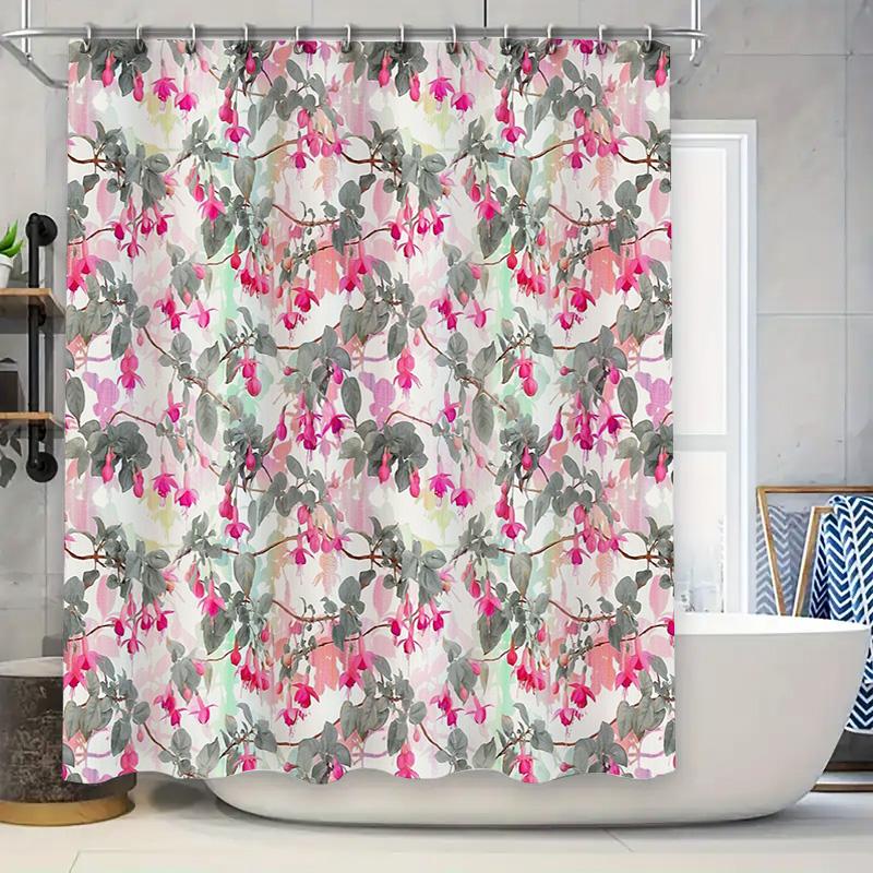 

Floral Shower Curtain Botanical Flower Pattern Bathroom Decor Waterproof Fabric Washable Vintage Aesthetic Home Textile 90x180cm