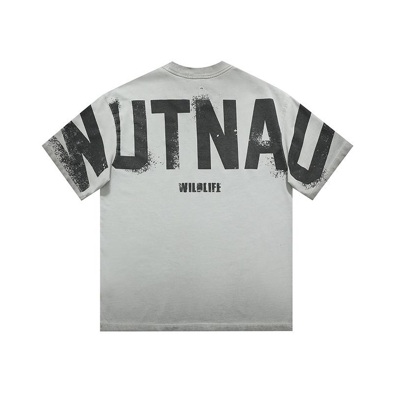 Retro Tie-dyed Letter Printed Short-sleeved T-shirt for Men and Women Loose Couples