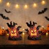 Resin Halloween Monster Tree Light Ornament Mini Tree Stump LED Ghost Decor Lights Window Holiday