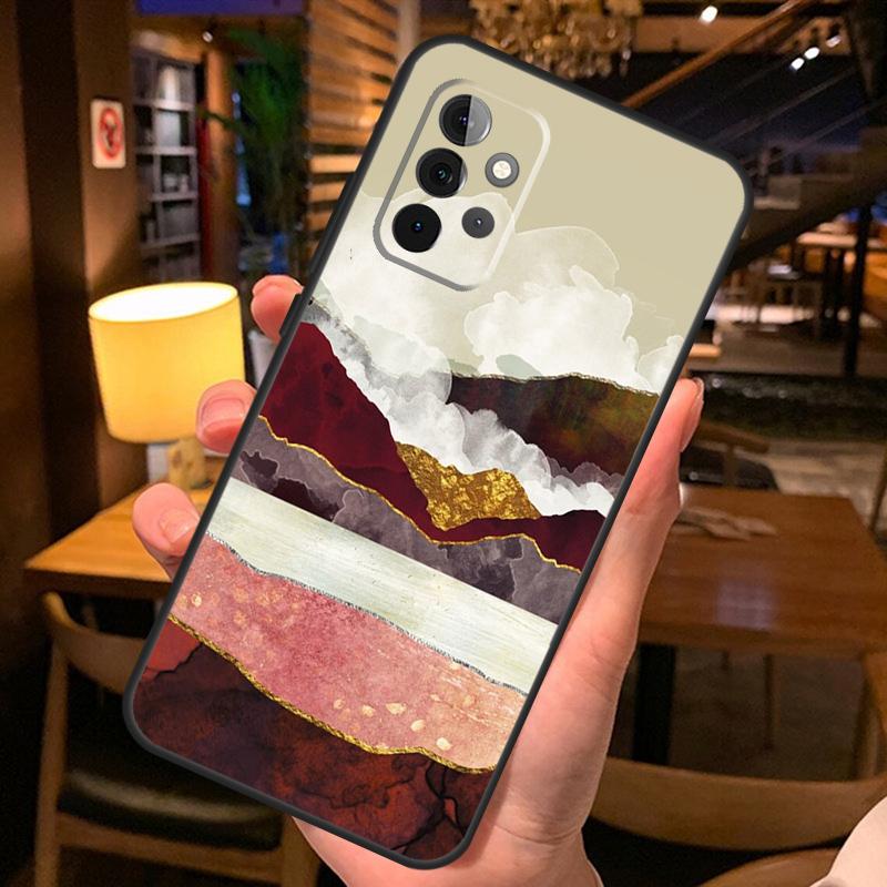 Gold Landscape Painting Case For Samsung Galaxy A56 A36 A54 A34 A14 A06 A16 A26 A12 A32 A52 A13 A33 A53 A15 A35 A55