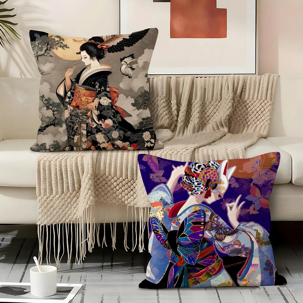 Japanese Style Anime Cartoon Art Pillow Case Pillowcase, Double-sided Printed, Sofa Cushion, Bedroom Headboard Pillow
