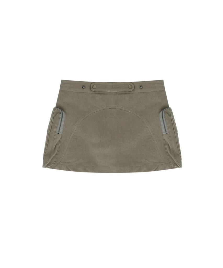 Kasiko Flauschige Cargo Minirock Hose Khaki