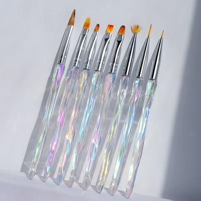 8Pcs/set Aurora Acrylic Nail Art Painting Brushes For Nail Art Design Soft Brushc DIY Brush