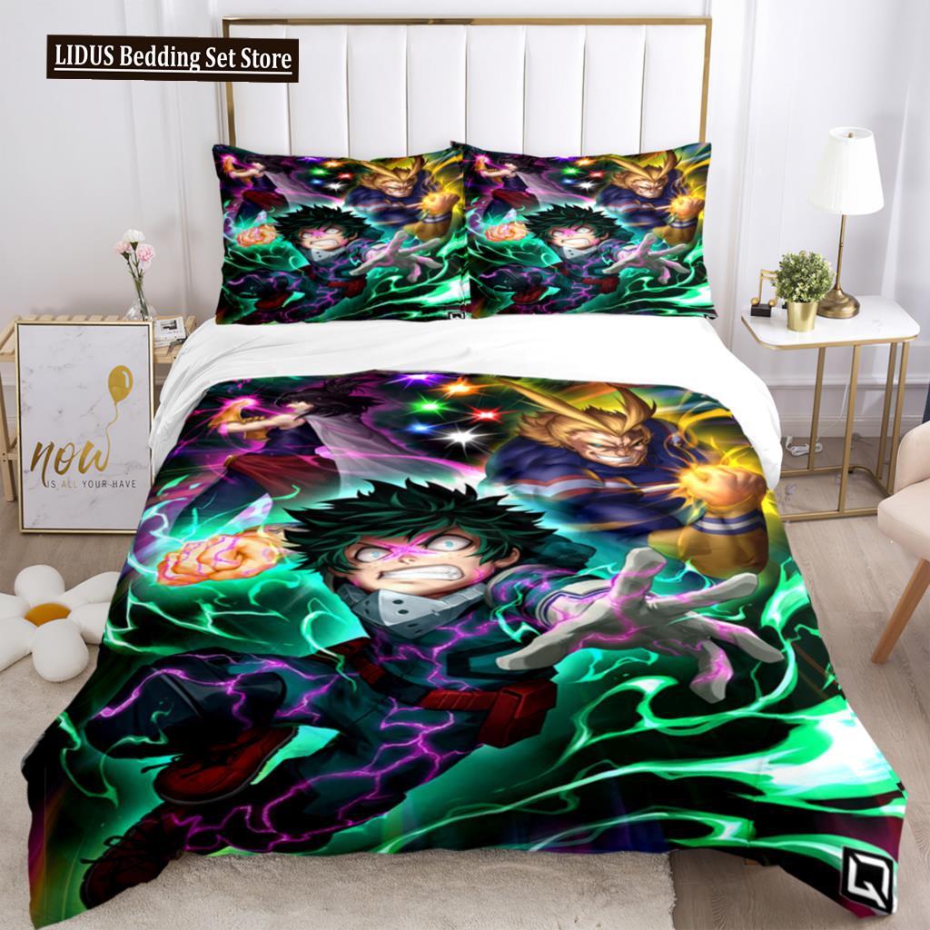 

Моя Герой Аниме Принт Комплект Постельного Белья из Трех Предметов Мода Для Мальчиков Или Взрослых Для Кроватей Пододеяльники Наволочки Комплект Постельного Белья Подарок EU single(135x200cm)