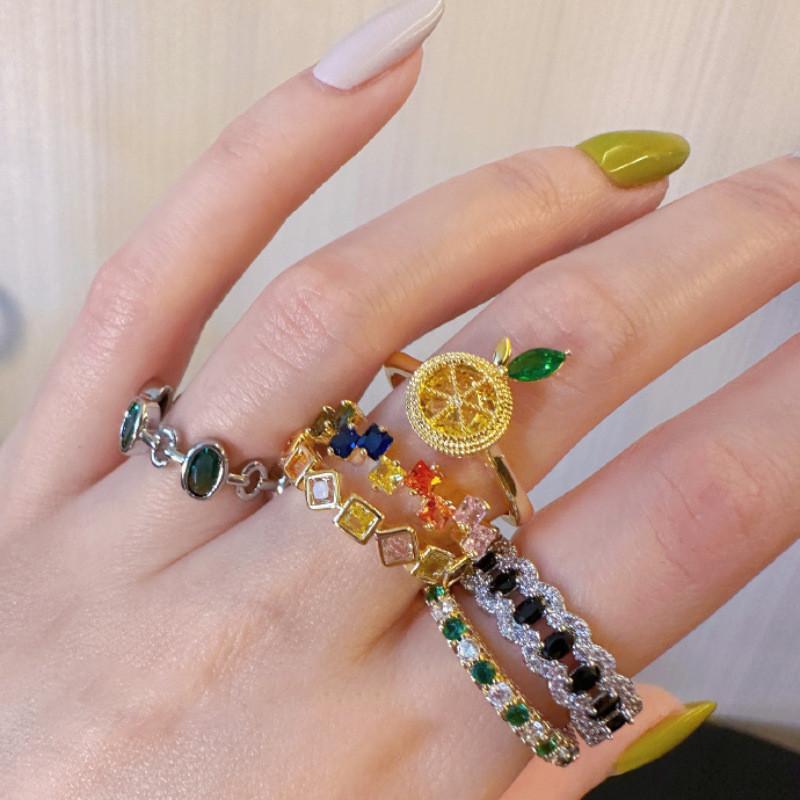 Olive Stunning Black Crystal Ring For Women Offering Adjustable Fit And Unique Geometric Design