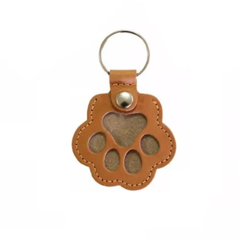 1/2Pcs Leather Memorial Pet Hair Storage Bag Cat Paw Keychain DIY Homemade Pet Memorial Keychain For Commemorative Gift Bag