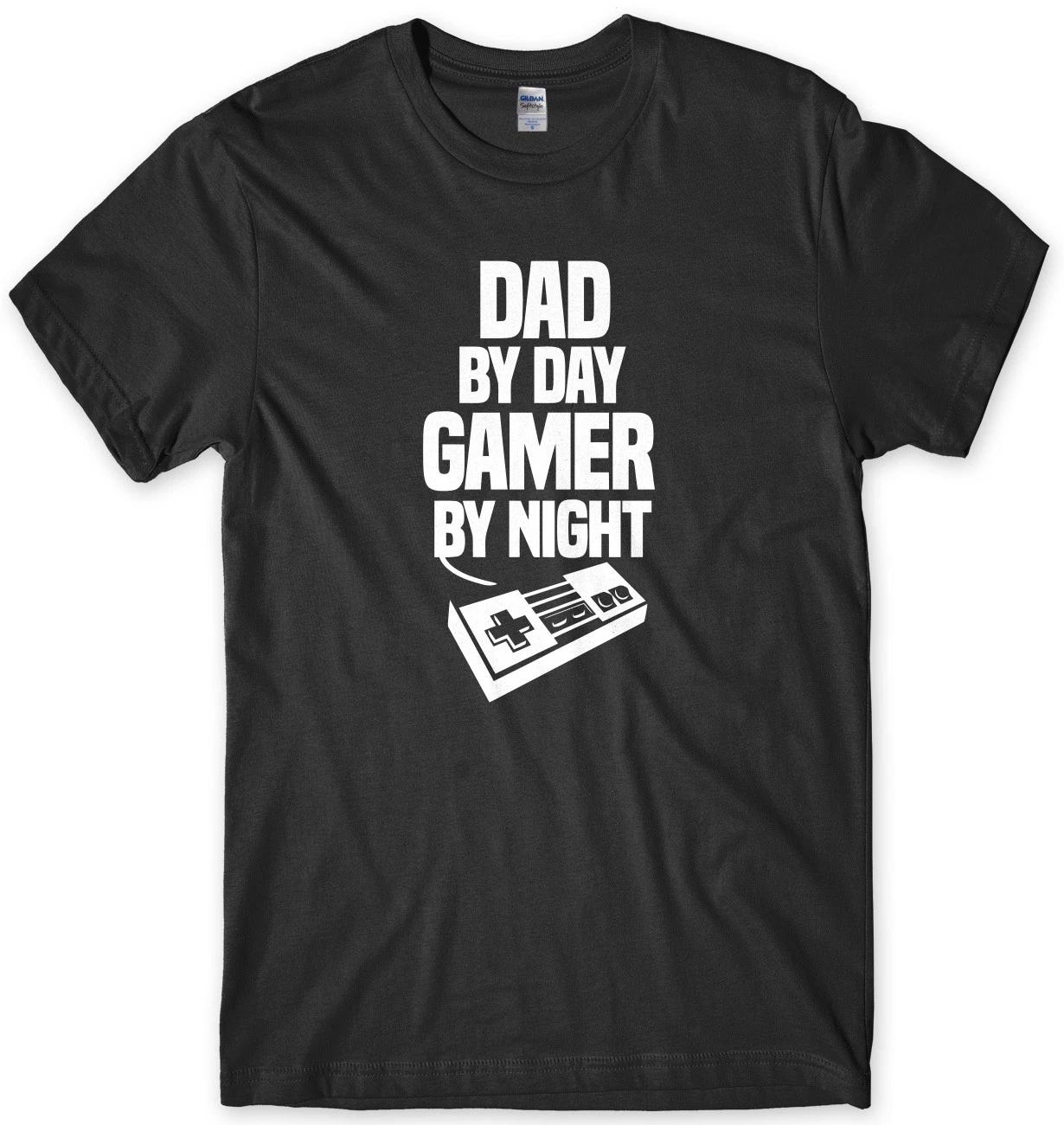 Dad By Day Gamer By Night Mens Funny Unisex T-Shirt 4XL