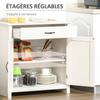 Buffet - HOMCOM - tiroir, 2 portes de grange et étagère réglable - MDF et panneau de particules - 80 x 39,7 x 80 cm - blanc
