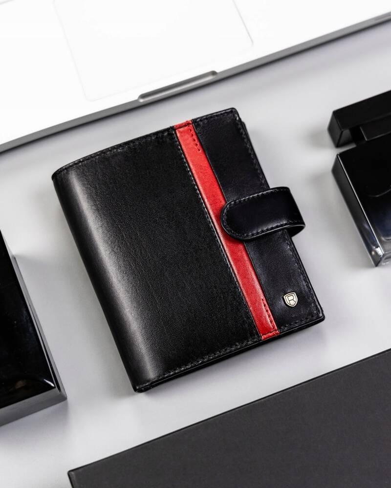 Large Leather Men's Wallet with Snap Closure - Rovicky