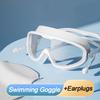 Large Frame Swimming Goggles Women Men Swim Glasses with Earplugs Waterproof Silicone Frame Swim Eyewear Equipment Swim Cap