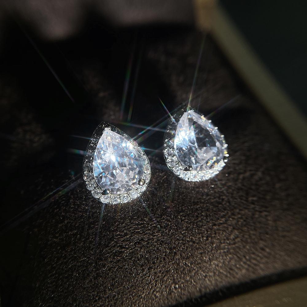 Romantic Pear Shape Women Stud Earring Dazzling CZ Exquisite Anniversary Gift Versatile Female Earrings Fashion Jewelry