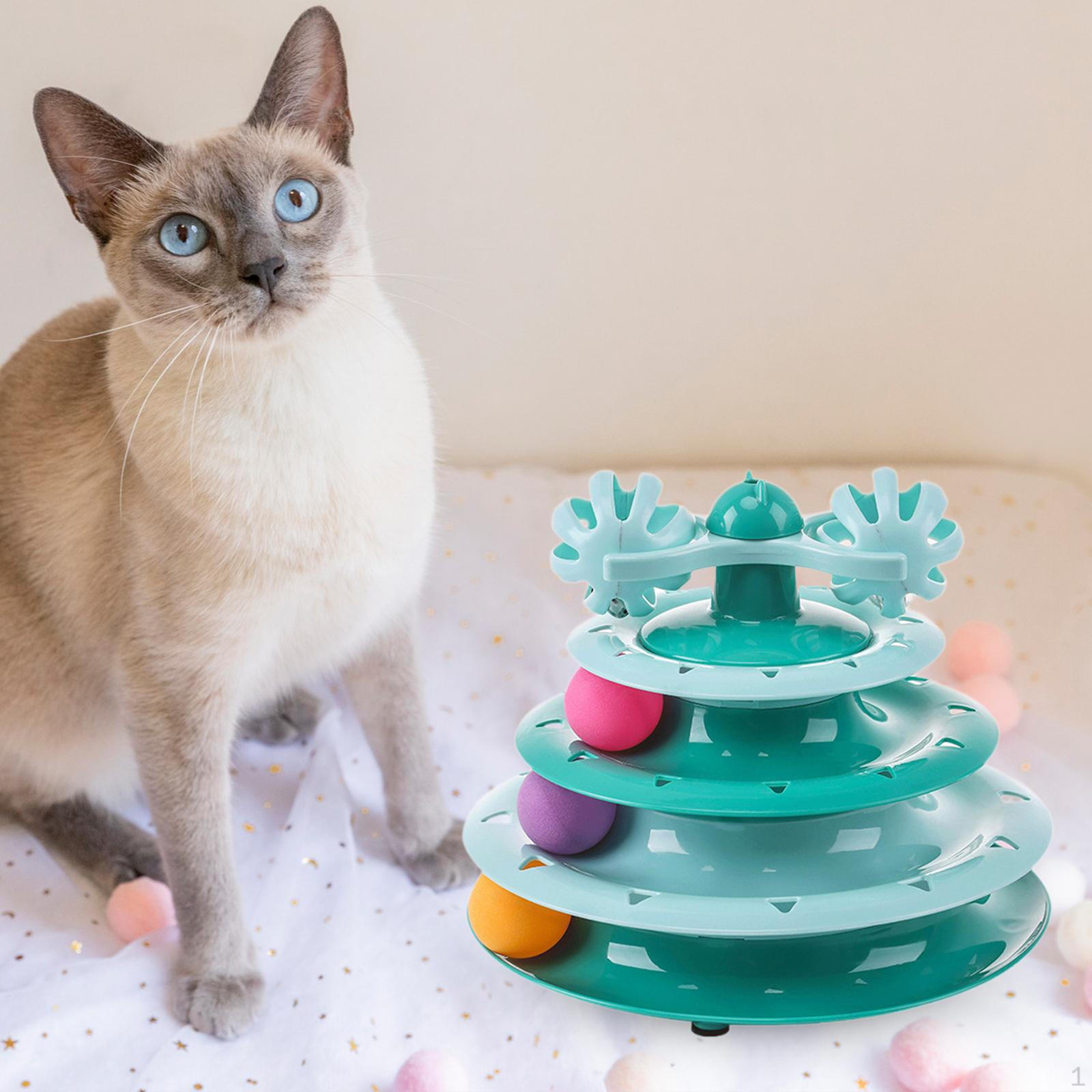 

Cat Toy 4-tier Track Circular Fun with Balls 4 Layer for Kitten Turntable Toys зелений