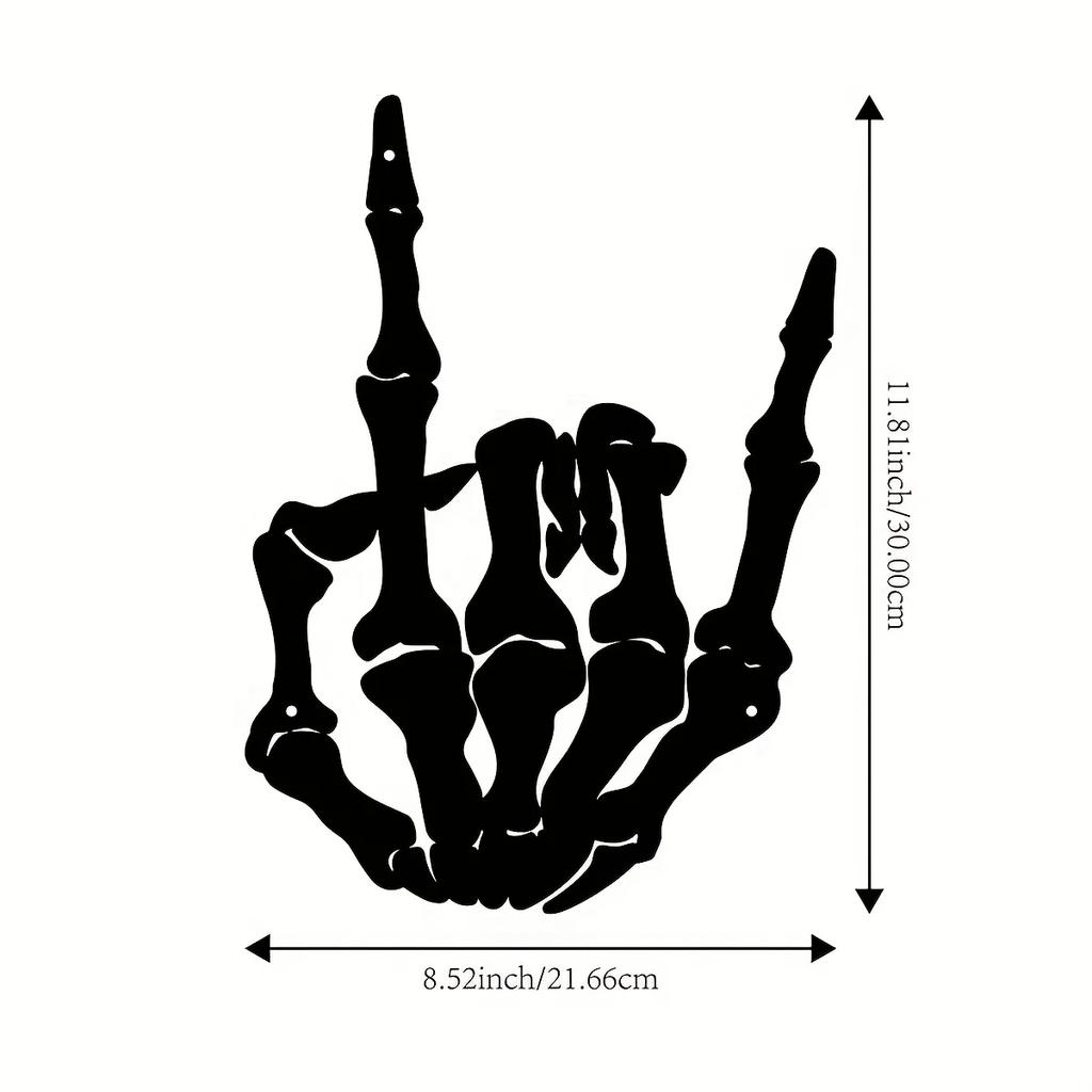 Rock On Skeleton Hand 1pc Metal Wall Art - Edgy Iron Sculpture for Garden, Patio, Living Room & Balcony Decor, Patio Decoration