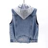 Denim Vest Women's Spring Autumn Clothes Sleeveless Wild Tops Short Hooded Jacket Women Denim Jeans Vest Jacket Female