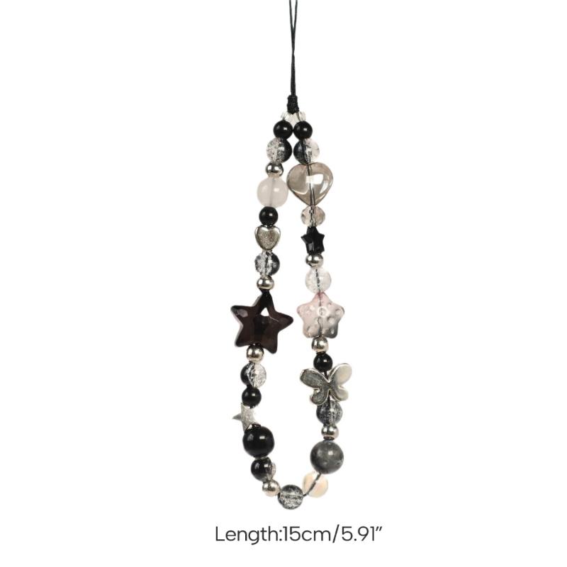 Fashion Cute Cellphone Lanyard Bracelet Mobile Phone Strap Elegant Colorful Beaded Pendant Antilost Wrist Chain Jewelry