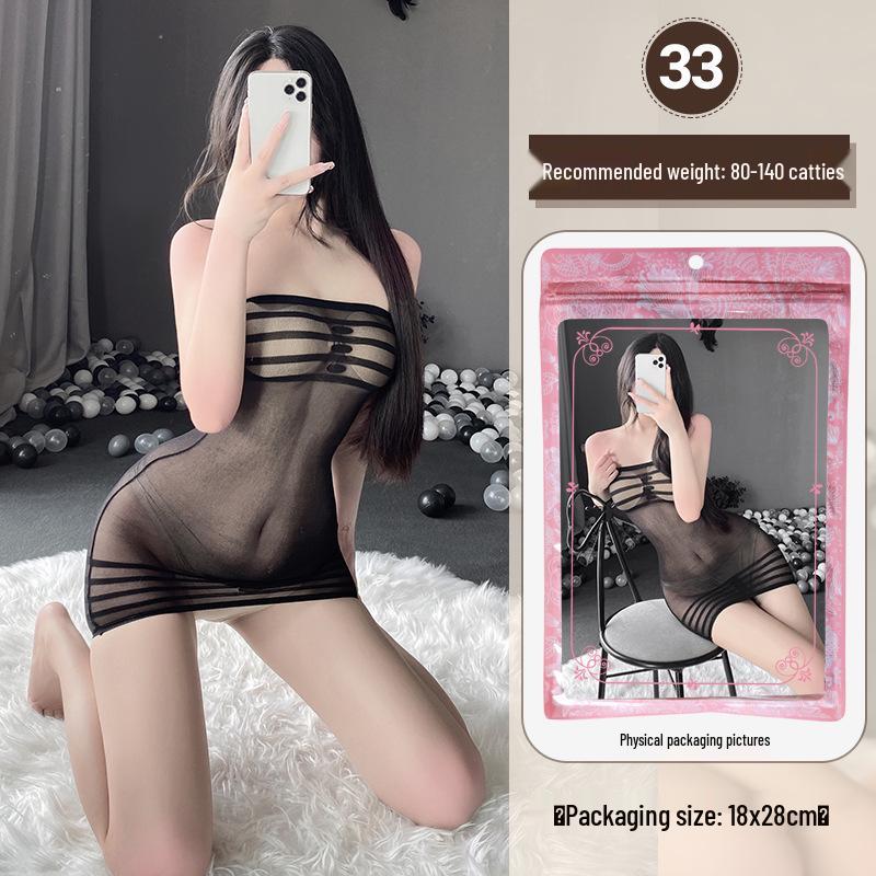 Linlinting Plus Size Sexy See-through Cutout Bodysuit with Open Crotch Stockings Set