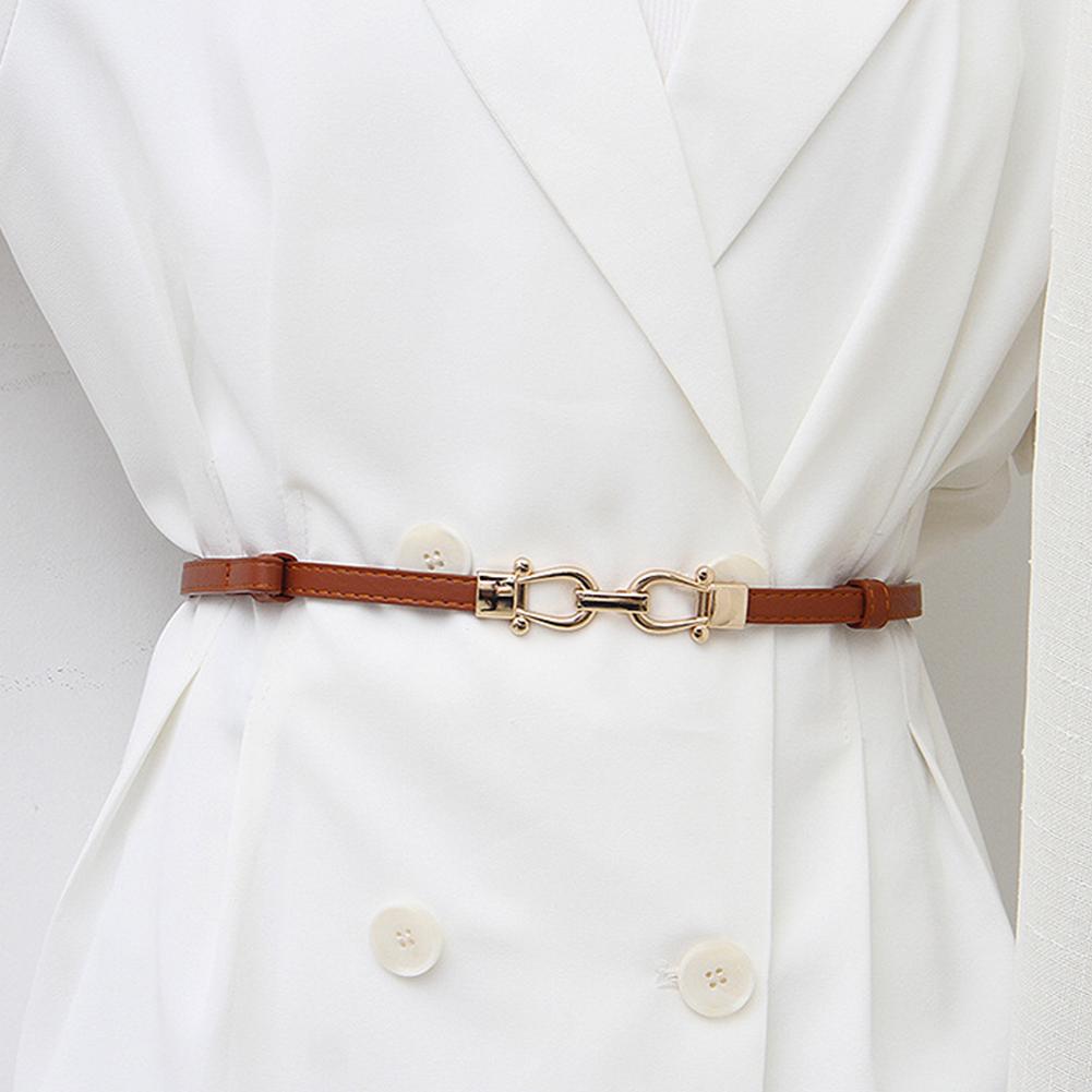 

Модный универсальный пояс с пряжкой из сплава, регулируемый тонкий пояс из искусственной кожи, украшение на талию для пальто и платья верблюд