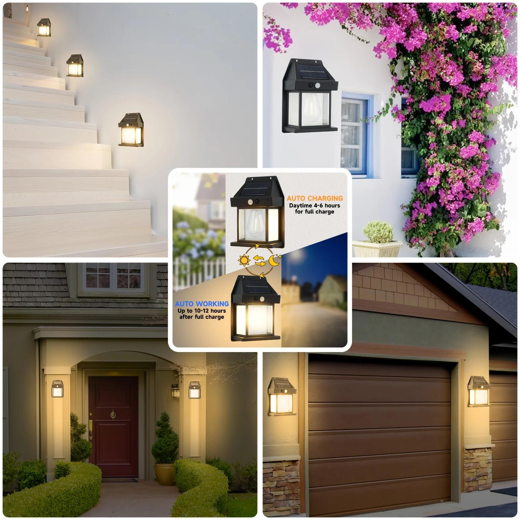 

Уличные солнечные светильники, настенный солнечный светильник от заката до рассвета с датчиком движения, 3 режима освещения, водонепроницаемый солнечный United States