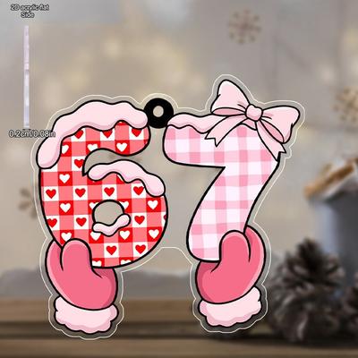 Valentine's Day 67 Number Acrylic Ornament, Romantic 6 & 7 Couple Symbol, Nurseries, Vintage Home Decor Wall for Bar Kitchen, Restaurant Shop Wall De