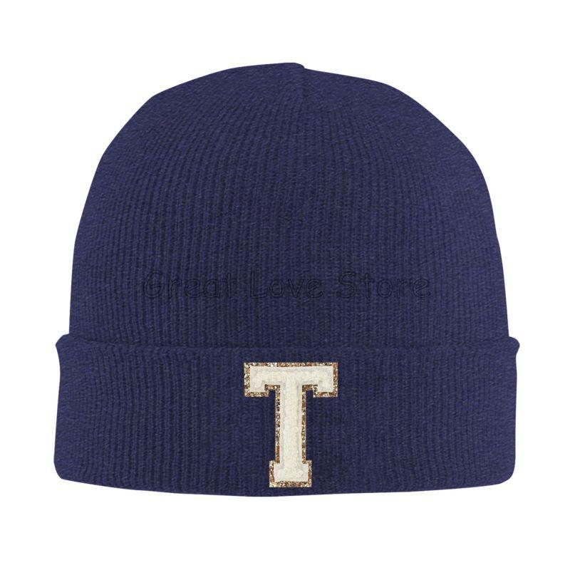 Yellow Letter T Print Bonnet Hats Skullies Beanies Unisex Trendy Head Wrap Autumn Winter Warm Beanie Hat Outdoor Graphic Caps