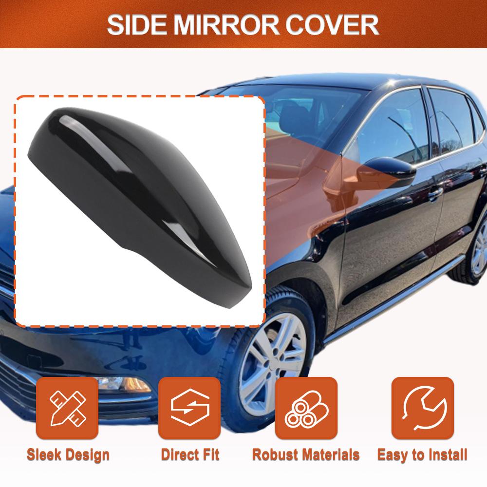 Side Rear View Mirror Cover Caps Signals for VW Polo MK5 2009-2017 Gloss Black Mirror Case Car Accessories 6R0857537B Left Side