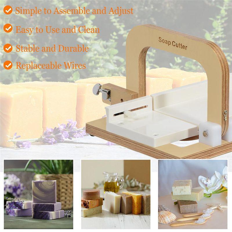 AEE4-Wooden Soap Cutter, Wire Soap Cutters Adjustable Stainless Steel Cutting Tool For Handmade Soap Loaf Candles Cheese