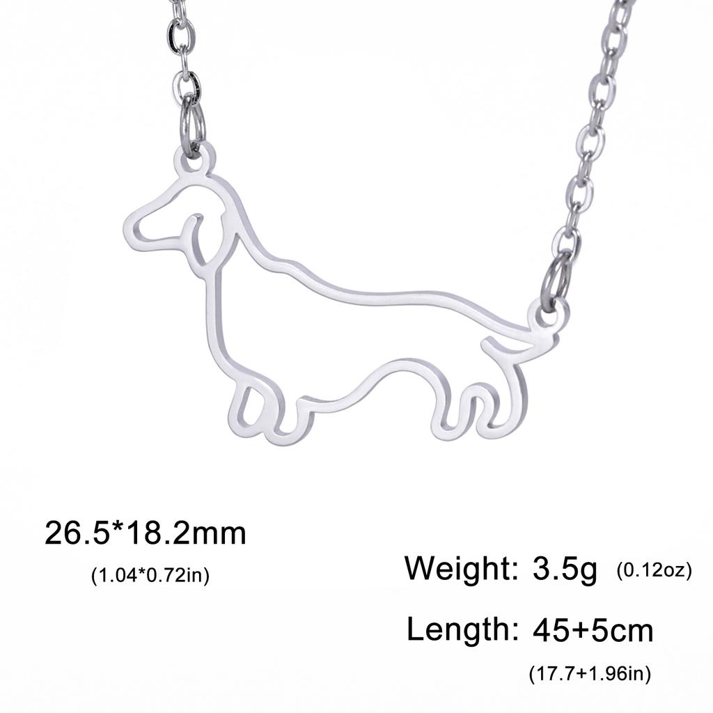 Fashion Short Leg Sausage Dog Stainless Steel Hollow Sausage Dog Women's Neck Chain Pet Animal Necklace Fashion Jewelry Gift