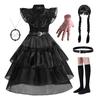 Costume Mercoledì Addams Nero per Bambina, Costume di Halloween,
