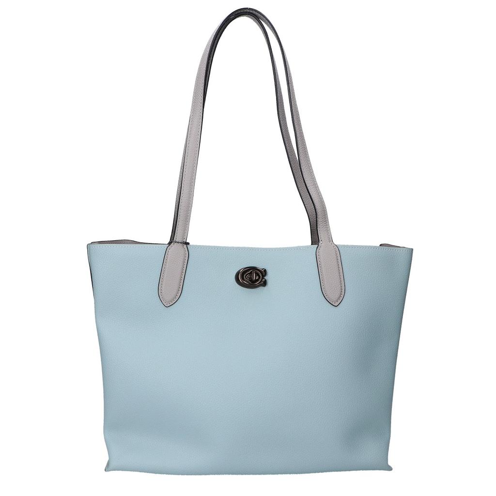Coach [Excellent Condition] C0692 Willow Polished Pebble Leather X Signature Coated Canvas Tote Bag Mint blueUsed