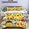 3pcs Pikachu Pokémon Quilt Cover Set (1 Quilt Cover + 2 Pillowcases Without Pillow Core), High-Definition Printing for Home and Dormitory.F053
