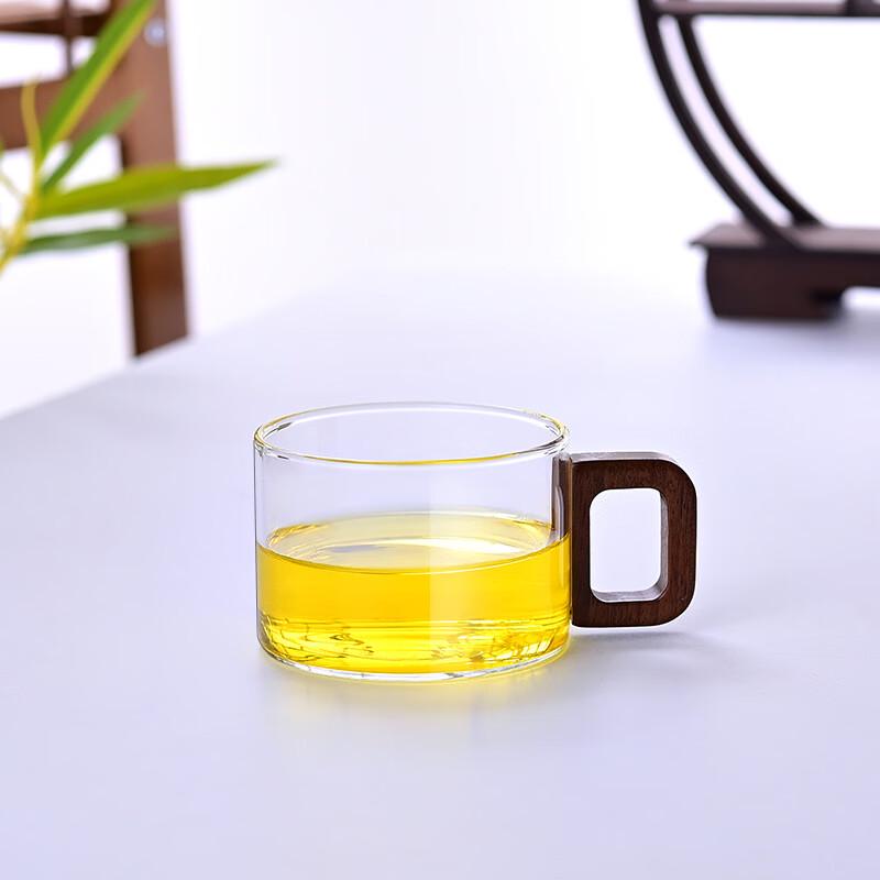 ZISIZ Glass Tea Cup with Filter and Wooden Handle