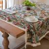 High End Home Floral Countryside Cotton Linen Fabric Tablecloth Rectangular Dining Table Cloth Decorative Cloth