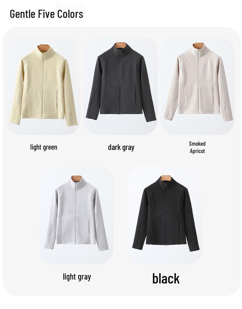 Lulu Women's Sand Wash Softshell Jacket: Brushed, Light Sport Long Sleeve with Stand Collar & Zipper for Autumn/Winter