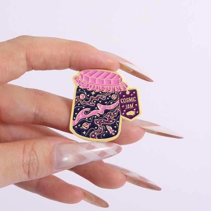 Sternenhimmel Marmeladentoast Emaille Anstecknadeln Mond Sterne Milchstraße Broschen Reversabzeichen Kleidung Fantasie Schmuck Geschenk für Kinder Freunde