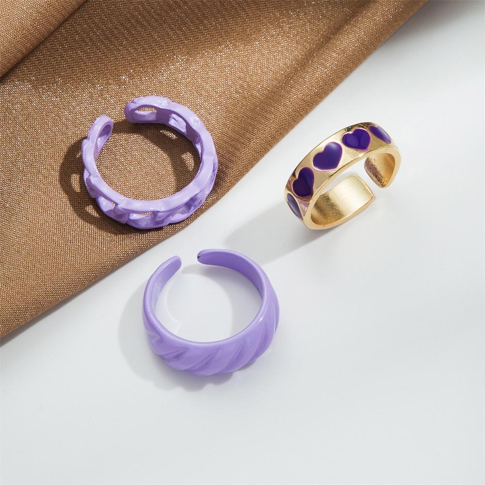 Retro Gentle Hollow Dripping Oil Retro Ring 3-piece Set Fashion Trend Punk Ring Set Decoration
