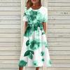 Fritidskjoler for kvinner Trykte kjoler Sommerkjoler Trykt plisserte midikjoler Basic Classic Outdoor Daglig Kortermede løse kjoler